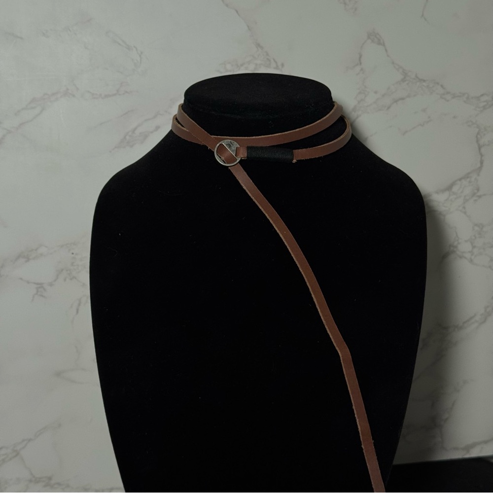 Jewel Kade Brown Leather Wrap necklace